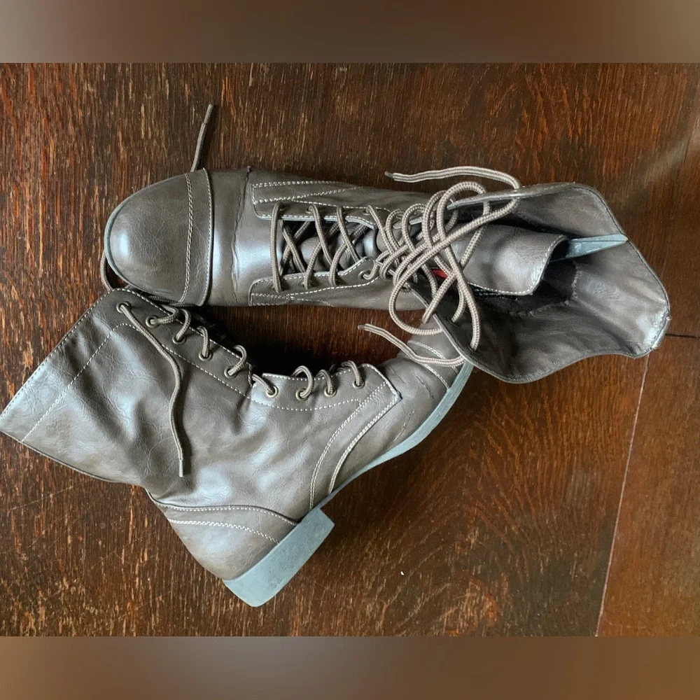Brash lace up combat boots brown women's size 13 - Picture 4 of 9